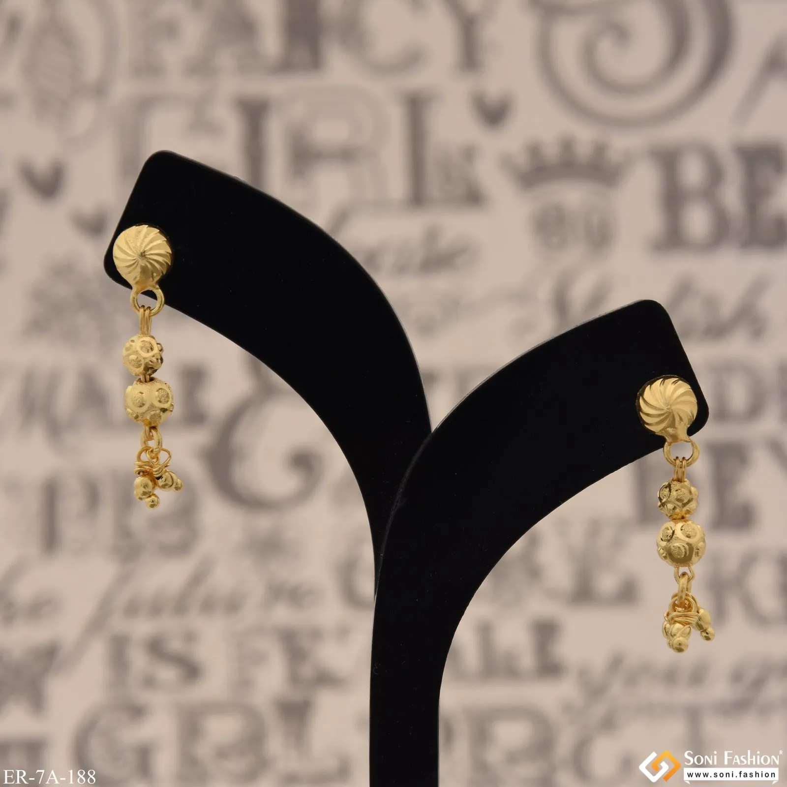 1 Gram Gold Plated Chic Design New Style Earrings for Ladies - Style A188