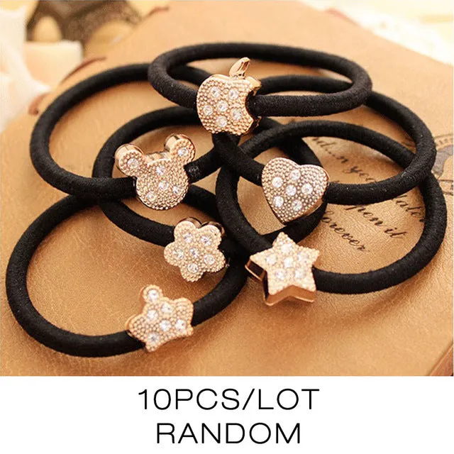 10 Pcs New Korean Fashion Women Hair Accessories Cute Black Elastic Hair Bands Girl Hairband Hair Rope Gum Rubber Band