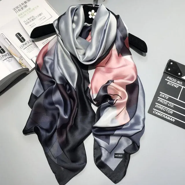 2017 luxury brand Women Silk scarf Beach Shawl and Echarpe Luxurious Wrap Designer scarves Plus Size female beach stole bandana