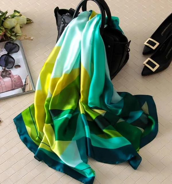 2017 luxury brand Women Silk scarf Beach Shawl and Echarpe Luxurious Wrap Designer scarves Plus Size female beach stole bandana