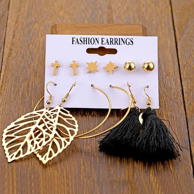 2020 Vintage Pearl Twist Big Circle Earrings Set for Women Fashion Geometric Imitation Pearl Crystal Earrings Jewelry