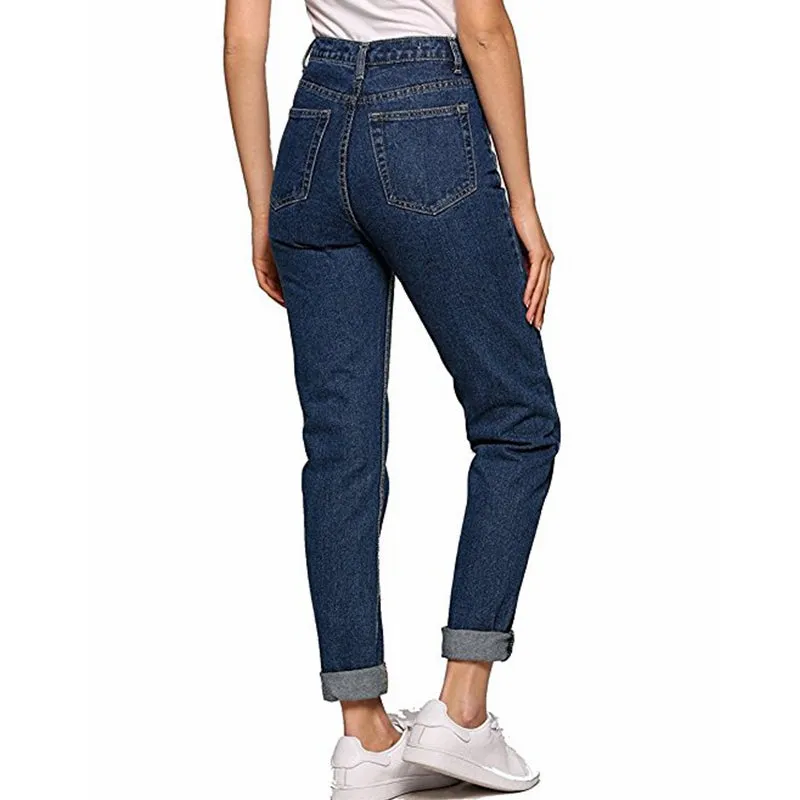 2022 Korean Style Women Pencil Denim Pants High Waist Jeans Woman Casual Vintage Jeans Boyfriend Mom