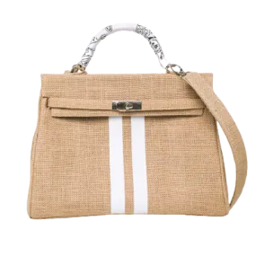 24H Kelly Style Jute Handbag with Stripes