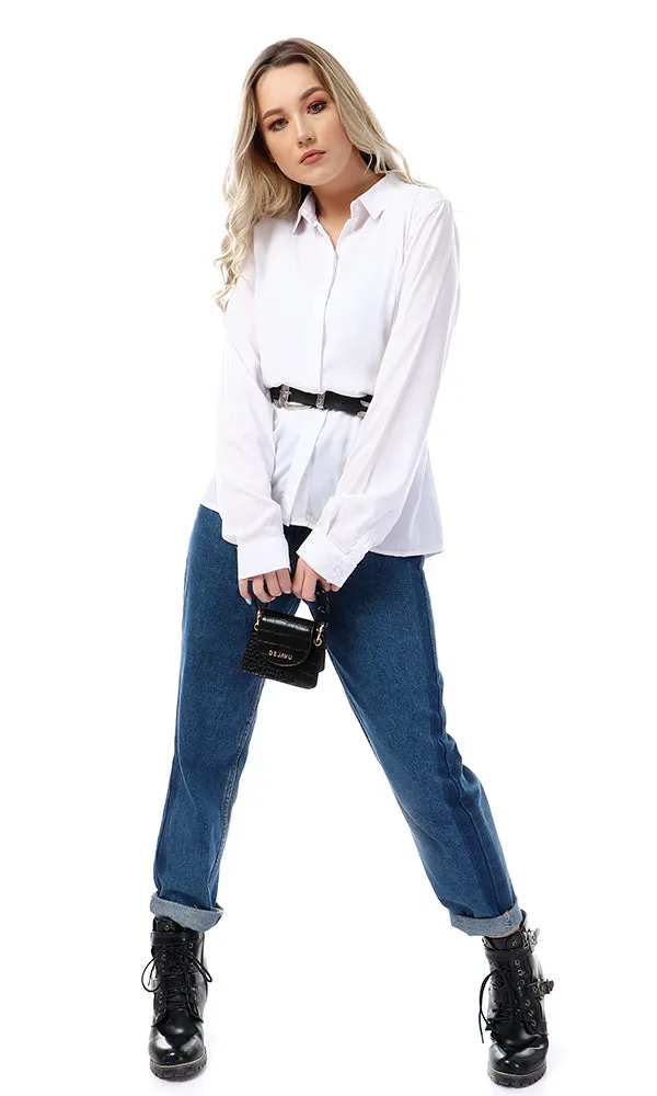 47443 Solid Elegant Women Shirt - White