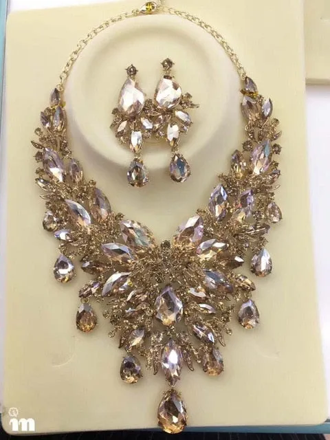 9 color women rhinestone pageant Jewelry sets