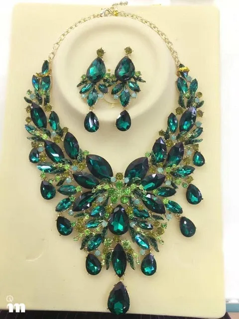 9 color women rhinestone pageant Jewelry sets