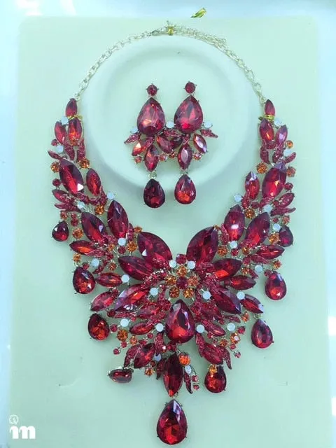 9 color women rhinestone pageant Jewelry sets