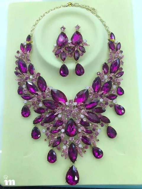 9 color women rhinestone pageant Jewelry sets