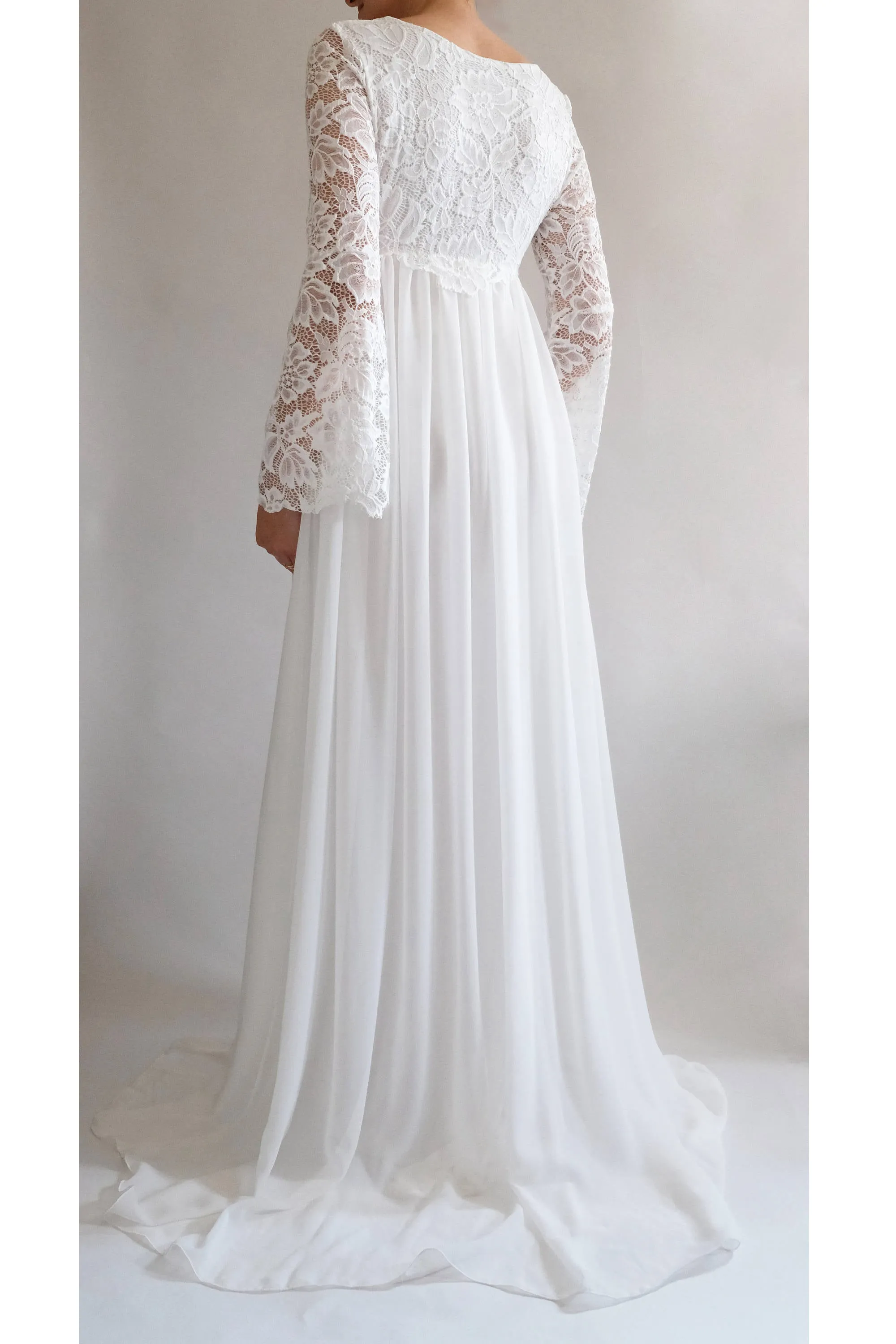 A-line Bell Long Sleeve Empire Maternity Wedding Dress-715522