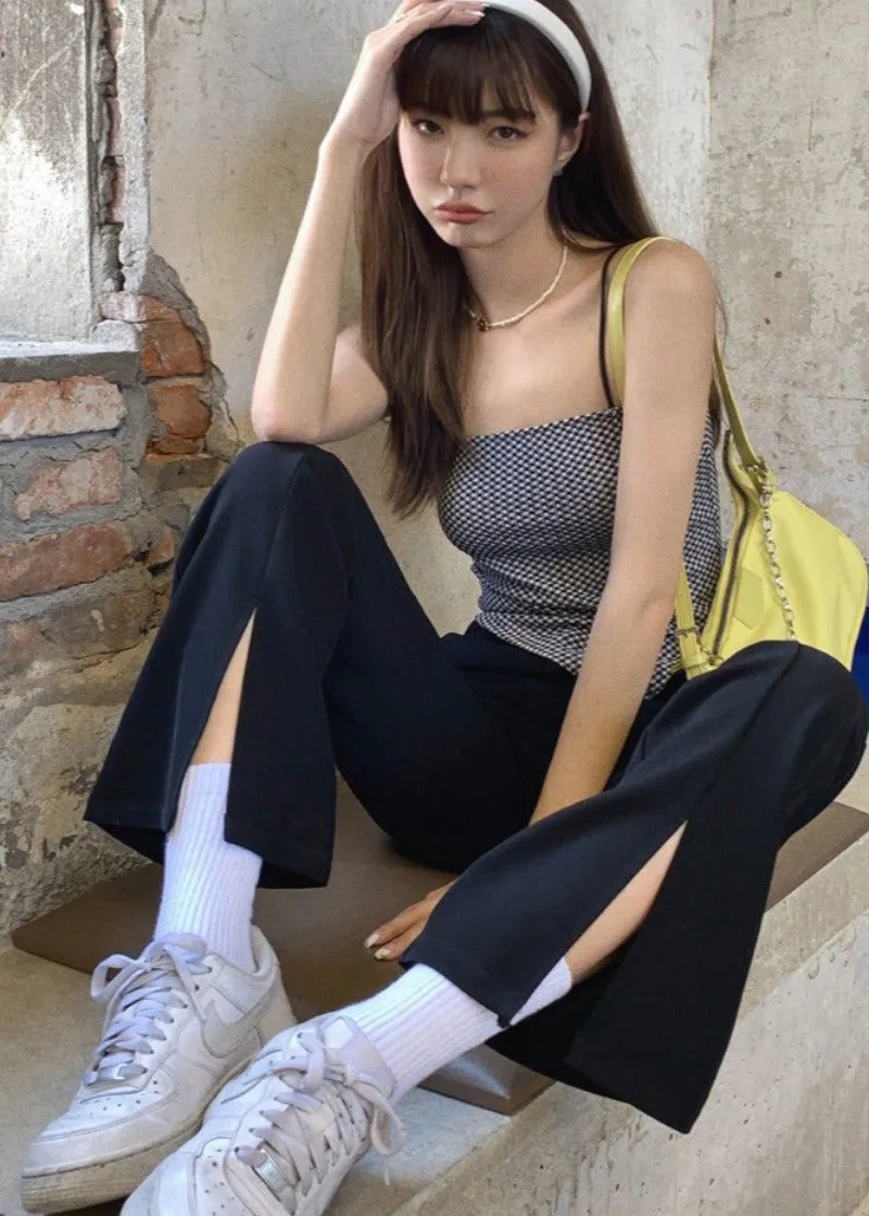 A Modern Breeze front slit black pants