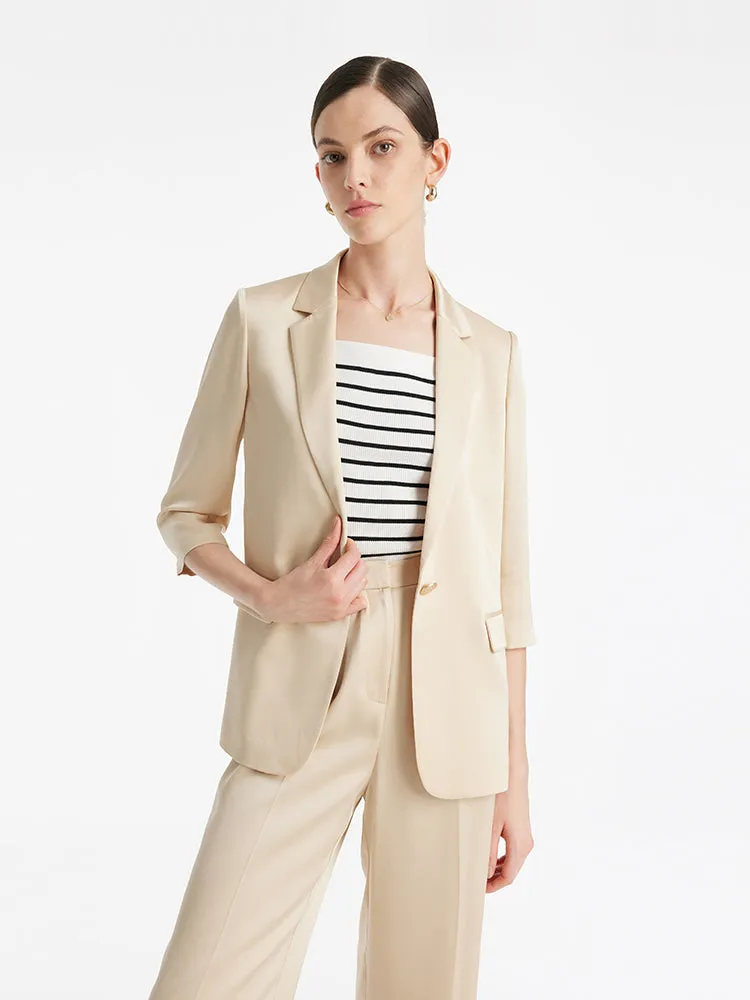 Acetate One Button Women Blazer