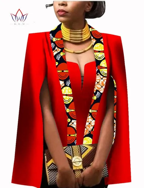 African Women Clothing Full Sleeve Cape Coat Dress Suit African Tops 2 Piece Set Party Dresses