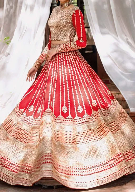 Akbar Aslam Nawazish Pakistani Raw Silk Lehenga Choli