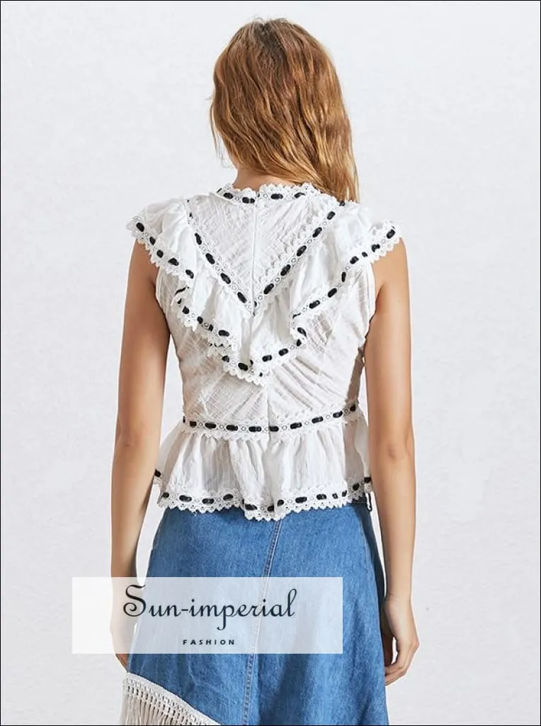 Alani top - Lace Floral O Neck Sleeveless off Shoulder Shirt