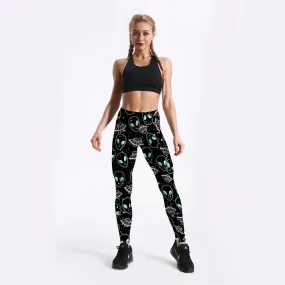 Alien and UFO Spaceship Printed Strange Style Fitness Leggings for Women