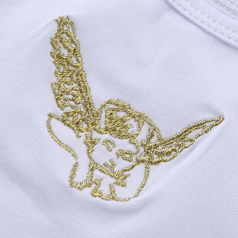 Angel Embroidery Spaghetti Strap Kawaii Bralette Crop Top Sexy Workout Tank Top