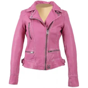 Anorah’s Fuschia Biker Style Leather Jacket