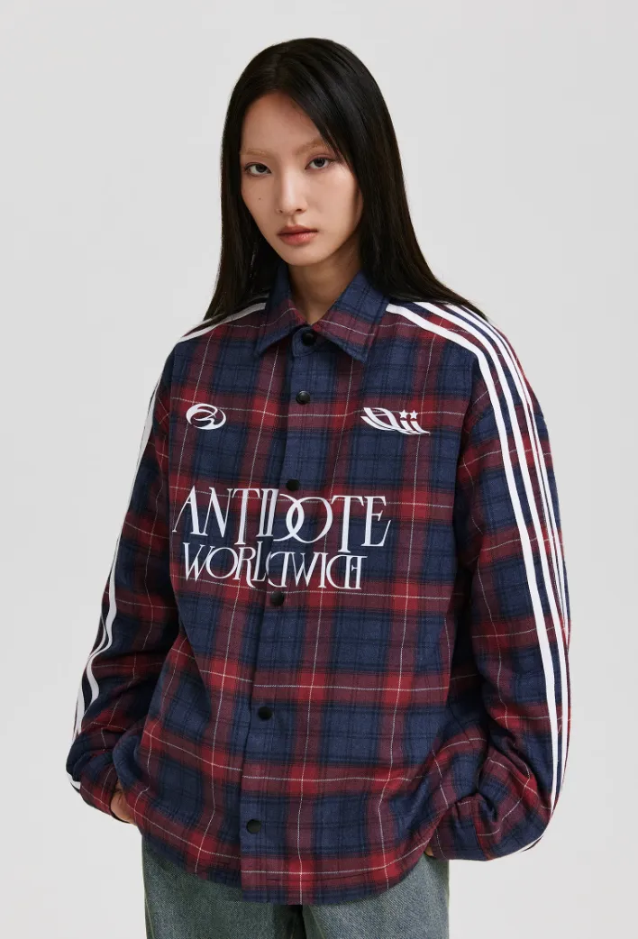 ANTIDOTE Sports Style Pattern Plaid Shirt Jacket