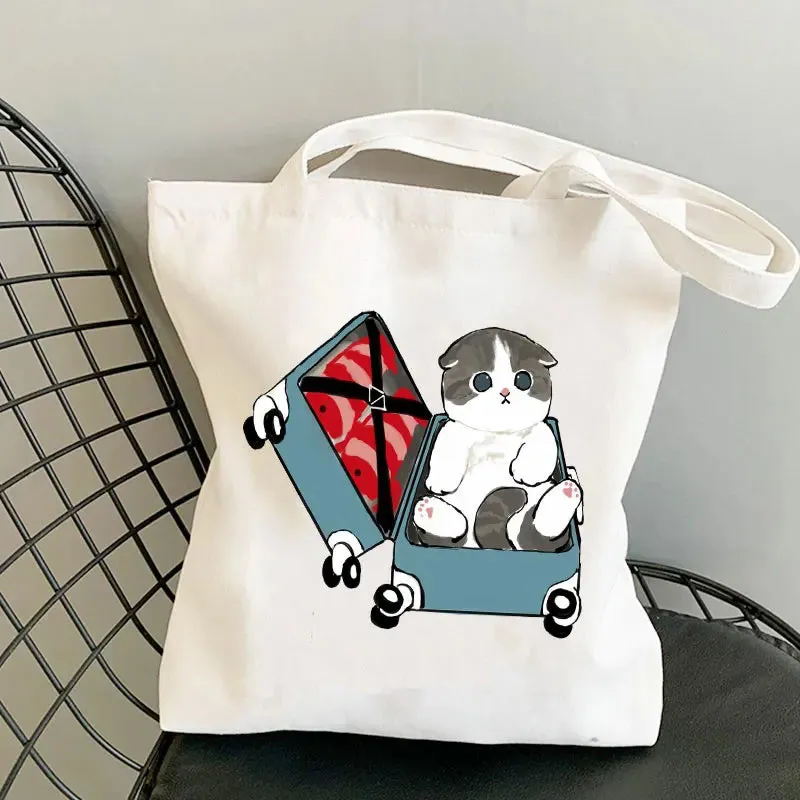 Asian Style Cat Animal Reusable Shopping Bag