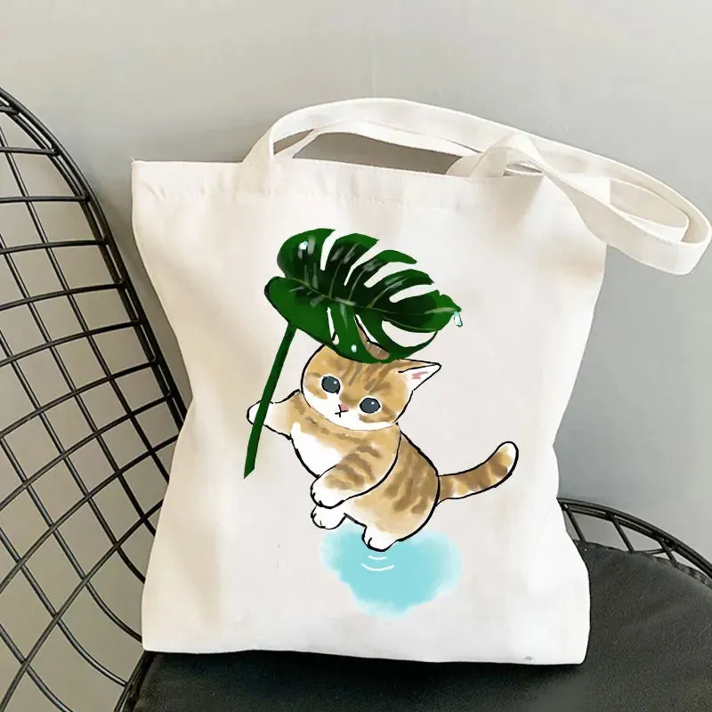 Asian Style Cat Animal Reusable Shopping Bag