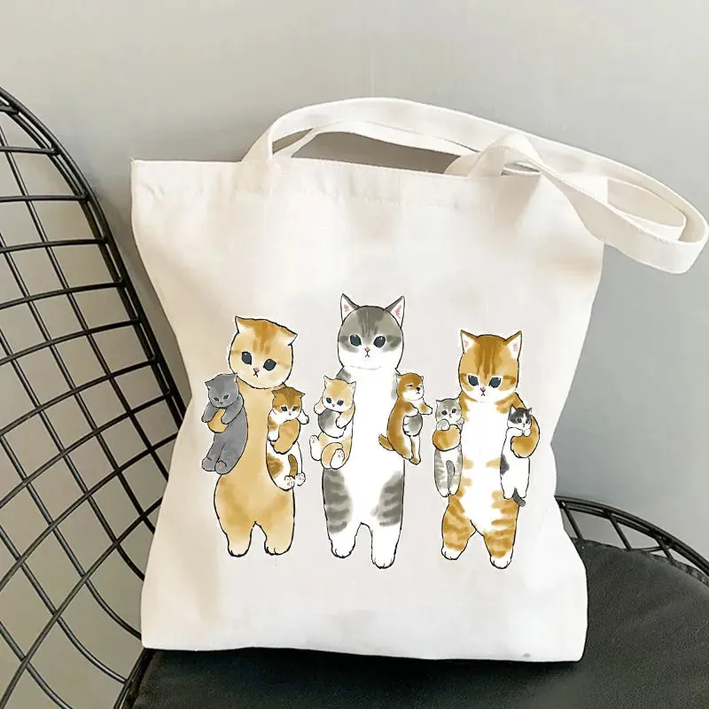 Asian Style Cat Animal Reusable Shopping Bag