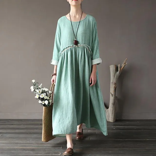 Asymmetrical Loose Vintage Women Dress Women Johnature 6454869