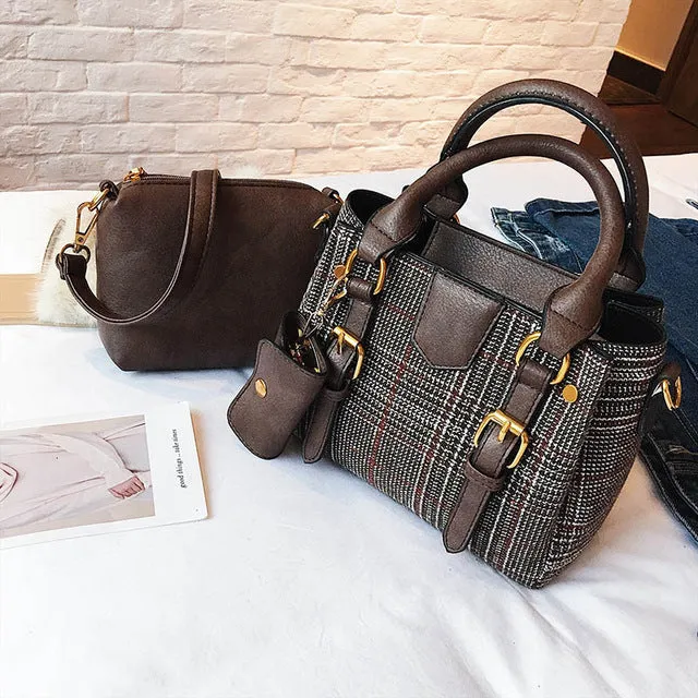 Autumn and Winter New Korean Fashion Minimalist Personality Hit the Color Check Bag Wild Child Shoulder Diagonal Handbags