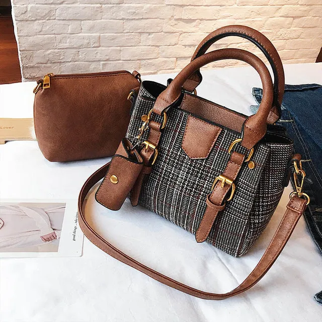 Autumn and Winter New Korean Fashion Minimalist Personality Hit the Color Check Bag Wild Child Shoulder Diagonal Handbags