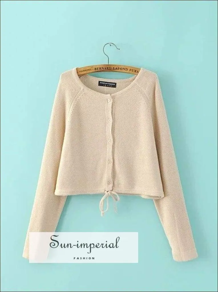 Autumn Fashion Women Drawstring Cardigans Long Sleeve Female Knitted Casual Sweaters