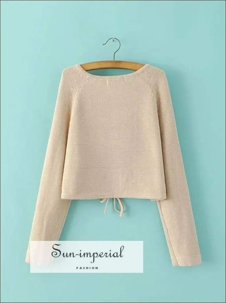 Autumn Fashion Women Drawstring Cardigans Long Sleeve Female Knitted Casual Sweaters