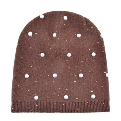 Autumn Winter Fashion Warm Pearl Knitted Beanies for Men and Women