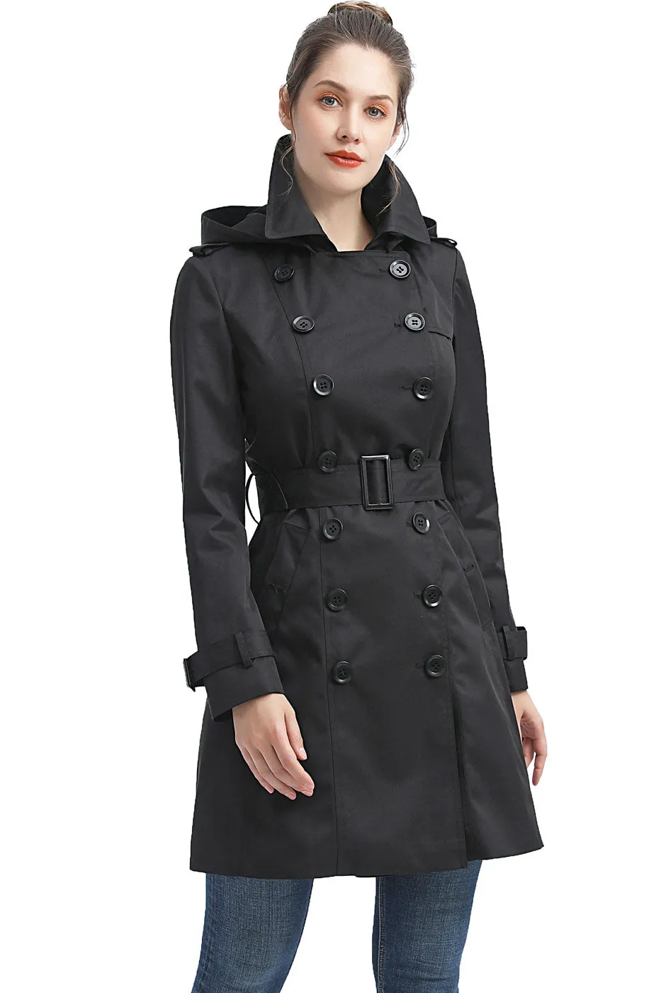 BGSD Women Alexa Waterproof Classic Hooded Trench Coat