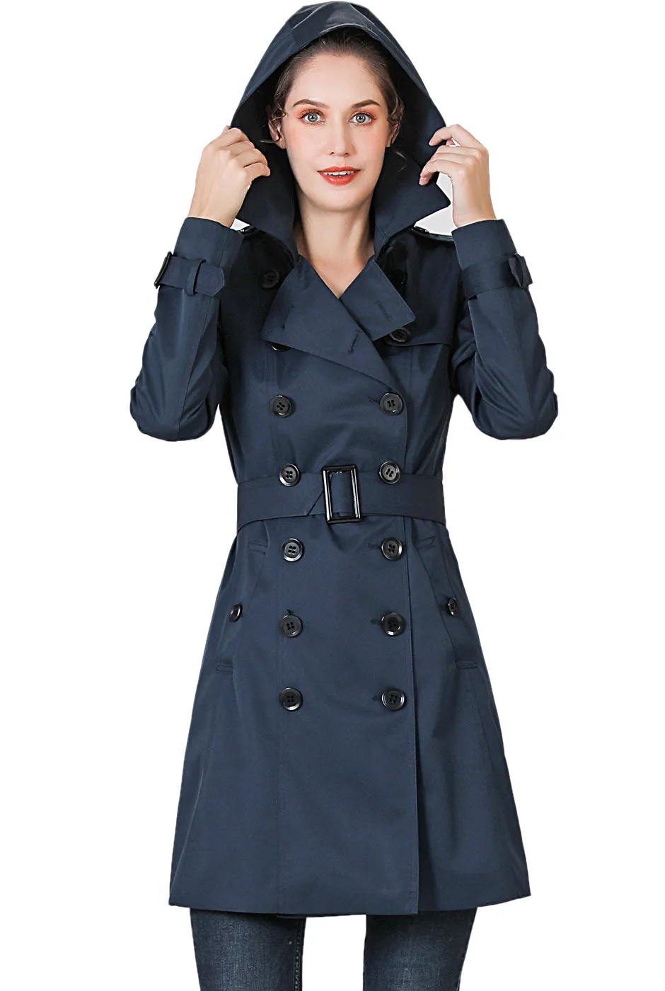 BGSD Women Alexa Waterproof Classic Hooded Trench Coat