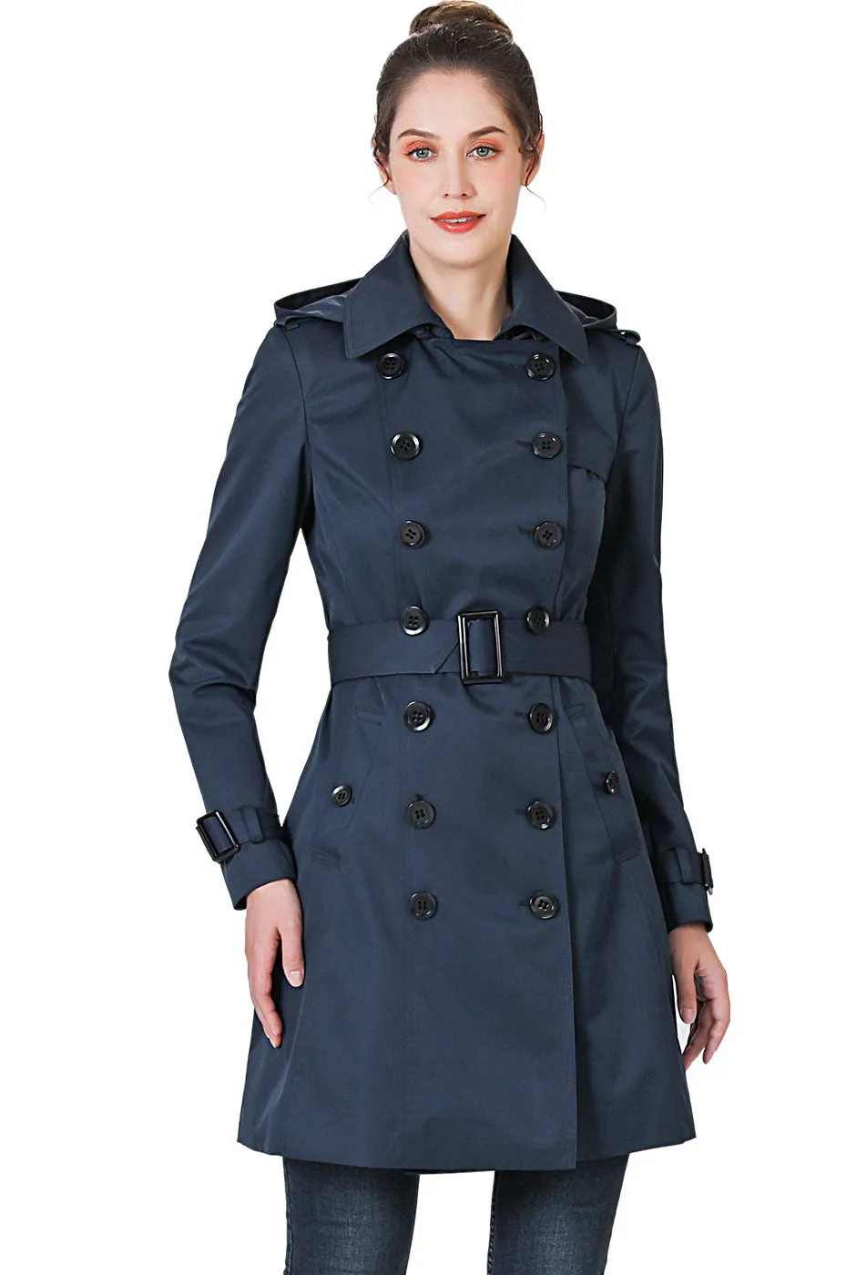 BGSD Women Alexa Waterproof Classic Hooded Trench Coat