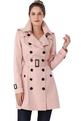 BGSD Women Leah Waterproof Hooded Mid Length Trench Coat