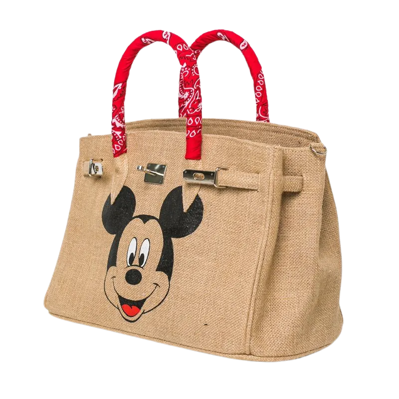 Birkin Style Jute Mouse Bag