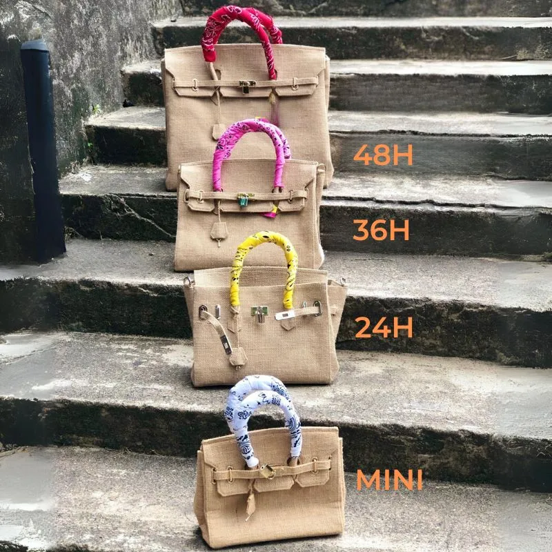 Birkin Style Jute Mouse Bag