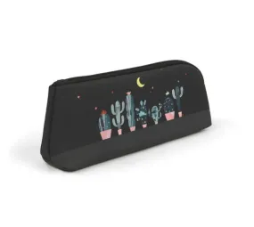 Black Cactus Graphic Pencil Cases Stationery Zipper School 19cm Office Cosmetics Pouches Artists Designer Prints Gifts Bags Purses Students Girls Cute Teens Inner Pocket