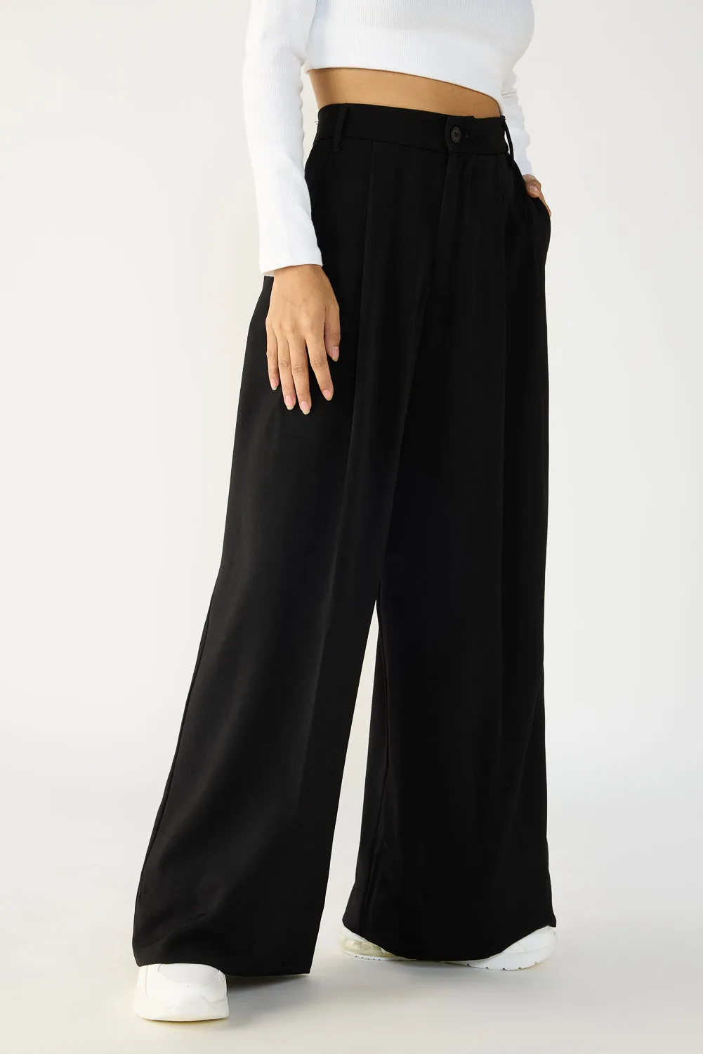 Black Flared Formal Korean Pants