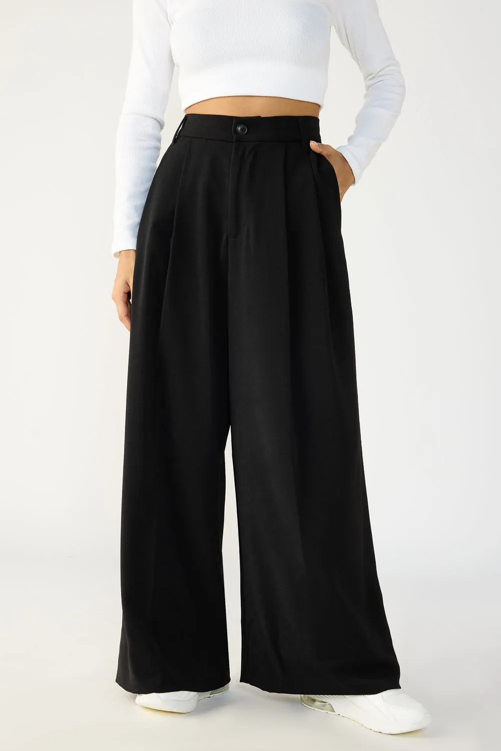 Black Flared Formal Korean Pants