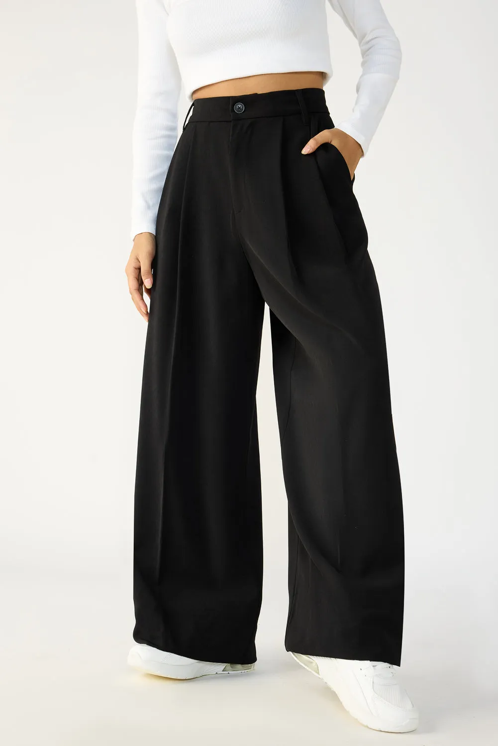 Black Flared Formal Korean Pants