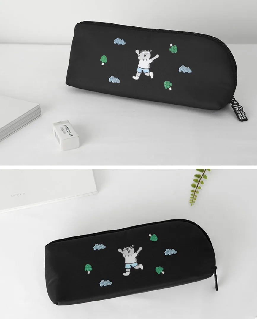 Black Marathon Graphic Pencil Cases Stationery Zipper School 19cm Office Cosmetics Pouches Artists Designer Prints Gifts Bags Purses Students Girls Erasers