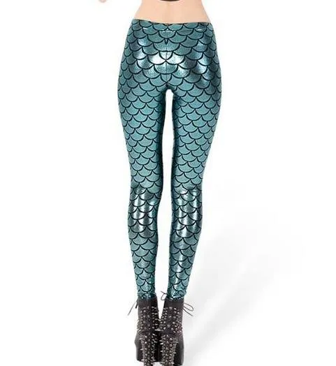 Black Milk Digital Print Women Mermaid Fish Scale Leggings