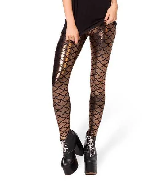 Black Milk Digital Print Women Mermaid Fish Scale Leggings