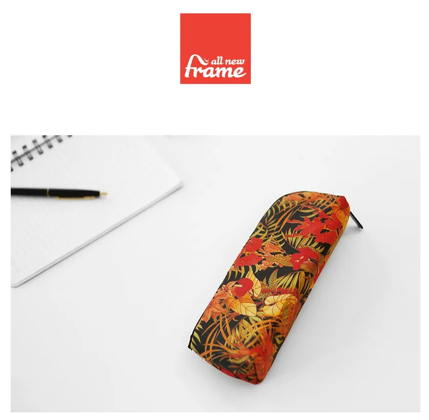 Black Orange Tropical Floral Flower Graphic Pencil Cases Stationery Zipper School 19cm Office organizers cosmetic pouches Gifts Bags Purses