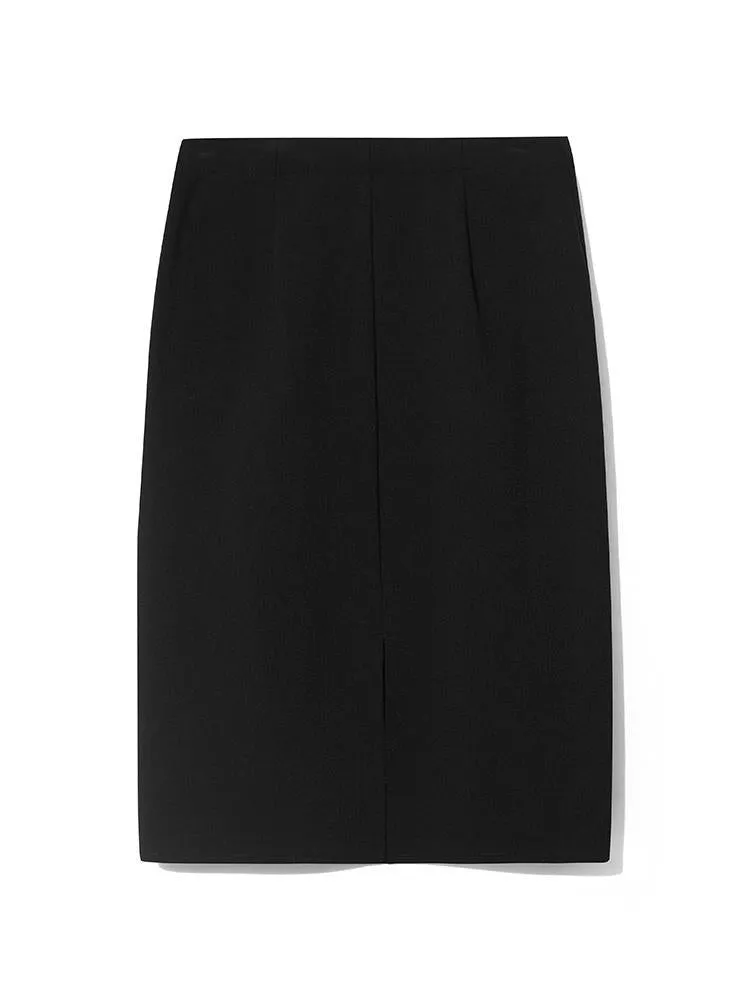 Black Stretchy Straight Seamless Women Skirt