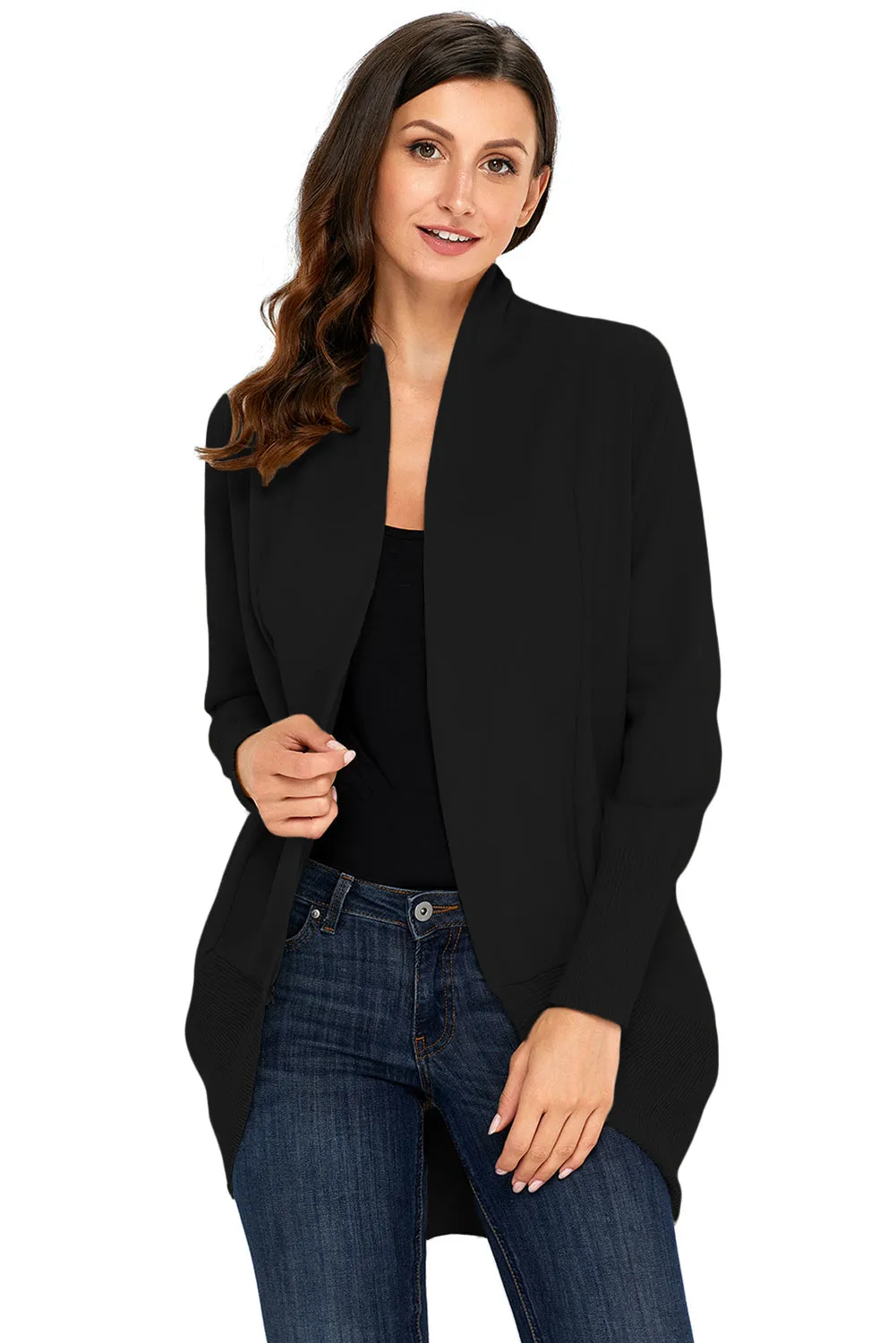 Black Super Soft Long Sleeve Open Cardigan