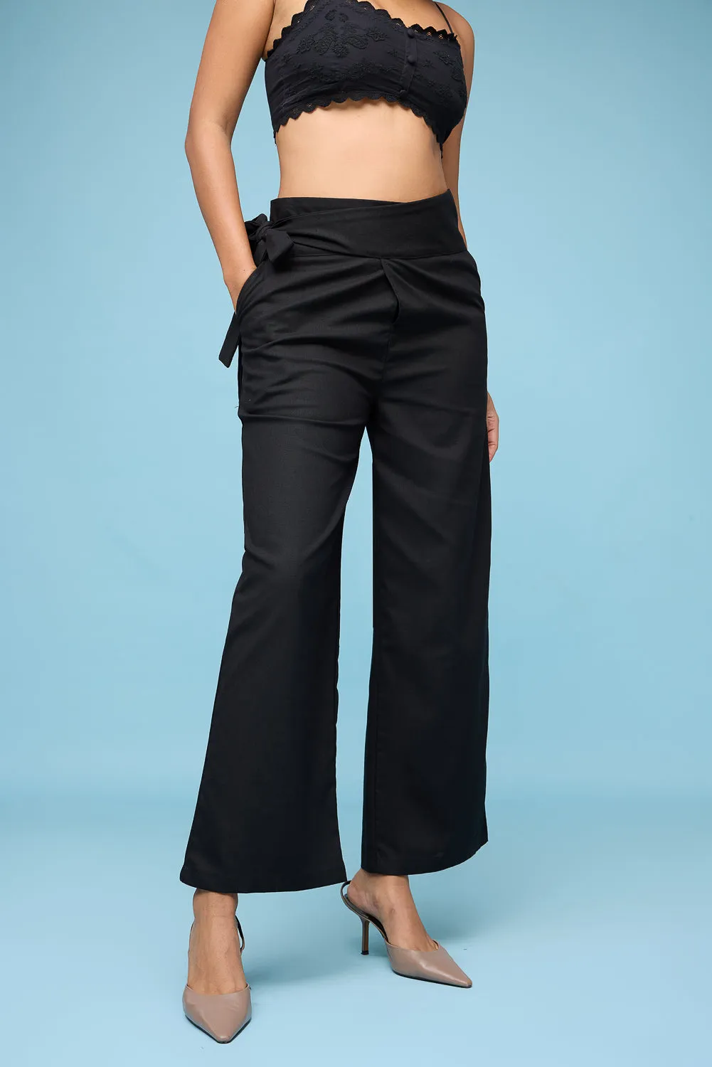 Black Wrap Around Korean Pants