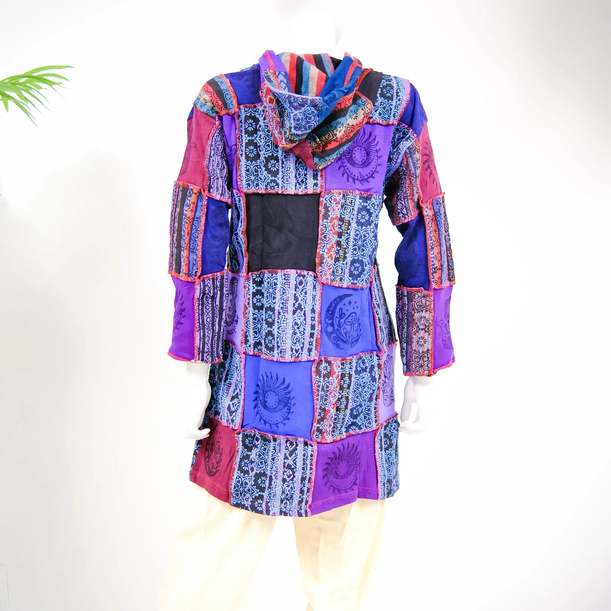 Bohemian Style Patchwork Hooded Long Jacket