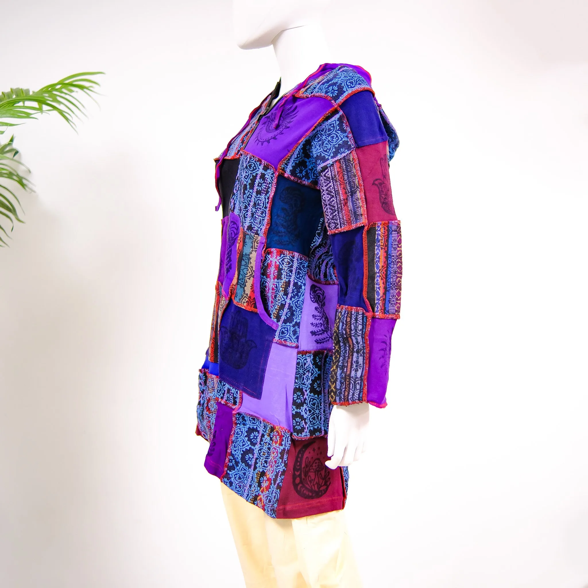 Bohemian Style Patchwork Hooded Long Jacket